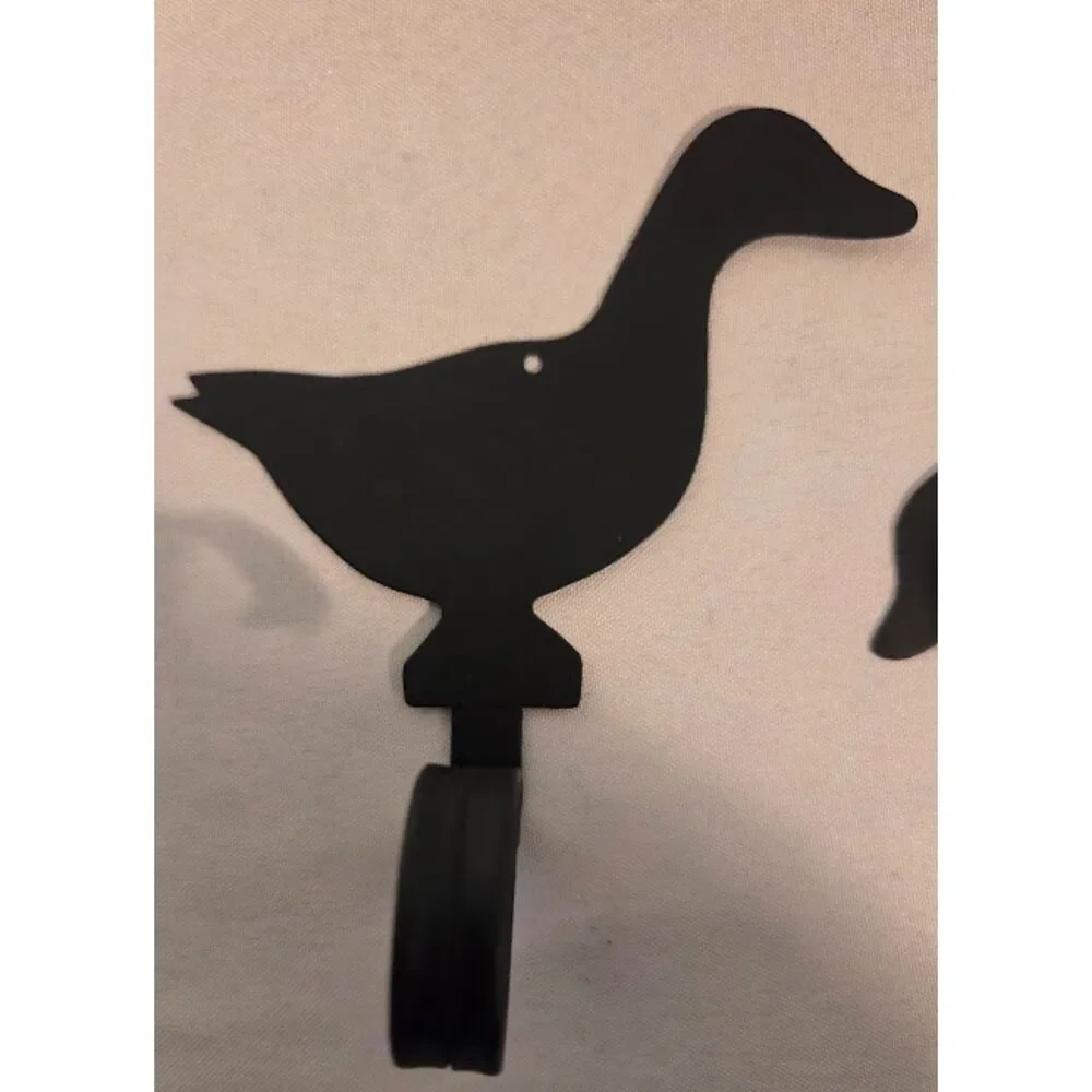 Black Metal Duck Wall Hooks Set of 3 Farmhouse Decor
